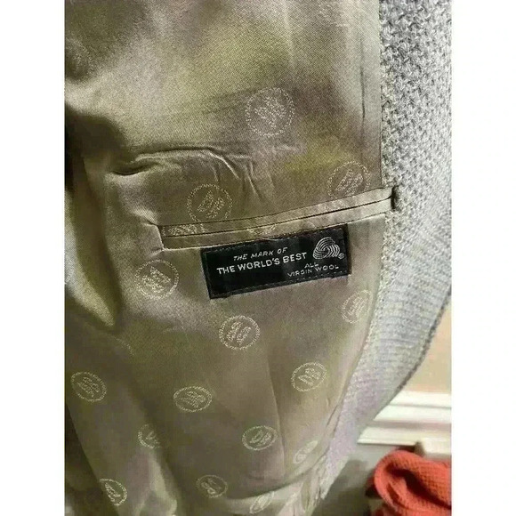 Donald Brooks Men's Herringbone Gray Virgin Wool Suit Blazer With Pockets - Picture 9 of 14